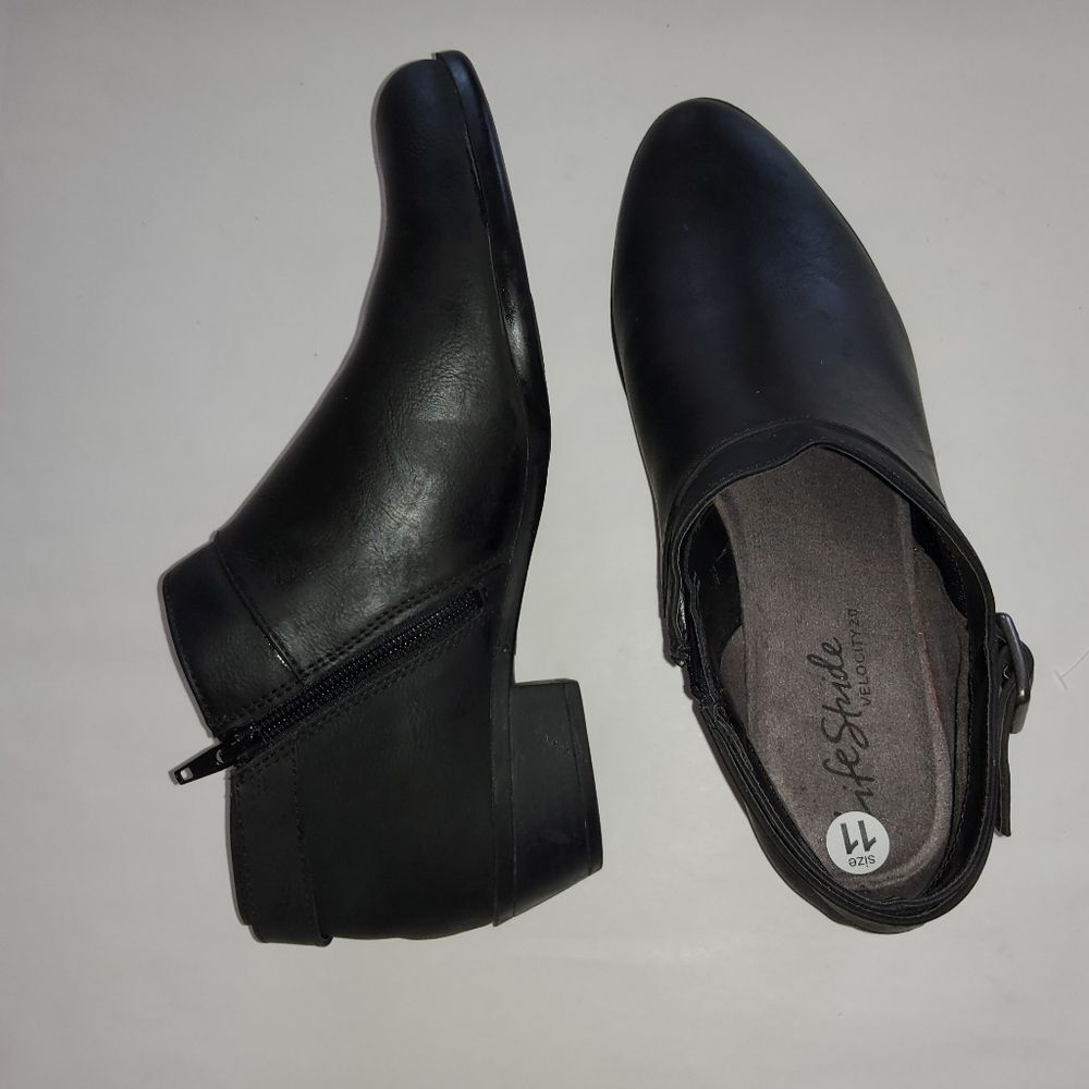 New Life Strides Alexi Black Faux Leather Ankle Boots Booties Size 11 - Picture 12 of 14